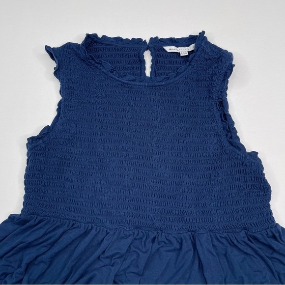 The Nines by Hatch Dress Blue Sleeveless Smocking Maternity Stretchy Comfy Baby - Picture 3 of 12